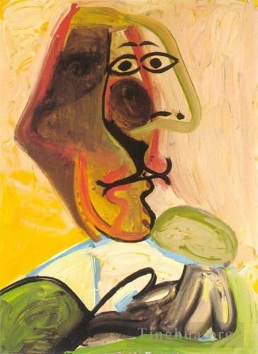 Pablo Picasso's Contemporary Oil Painting - Buste d`homme 1971